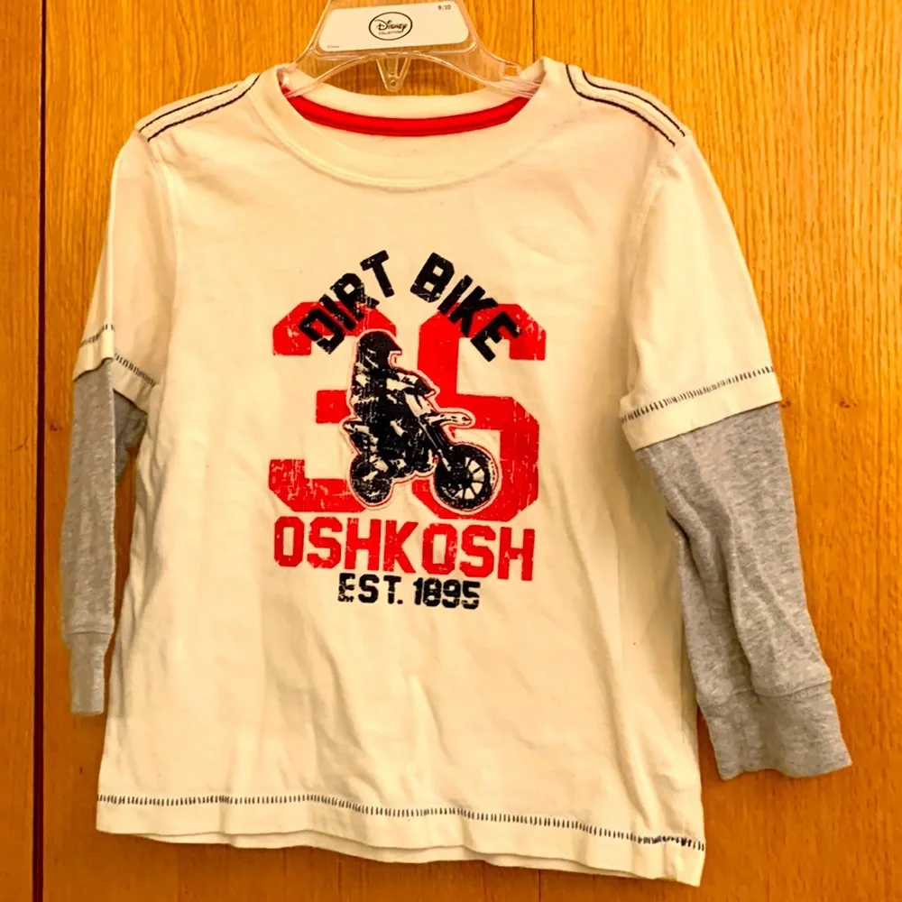 Oshkosh B’Gosh 3T boy’s toddler dirt bike moto cotton graphic LS tee t shirt L